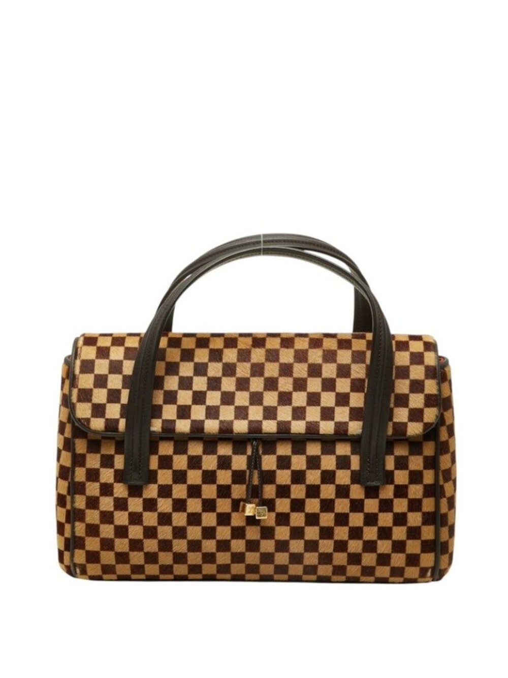 Louis Vuitton Damier Sauvage Lion Dice Handbag Brown Calf Hair Leather